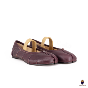 WoodChuckSato Ballerine da Uomo in Pelle "Invecchiata" Tabi Bordeaux con Punta Divisa con Fascia Elastica Taglie EU 35-45