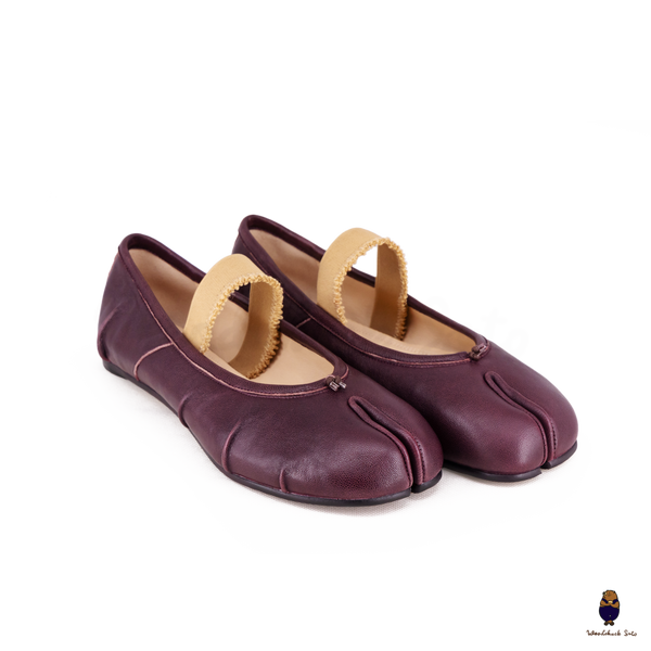 WoodChuckSato Ballerine da Uomo in Pelle "Invecchiata" Tabi Bordeaux con Punta Divisa con Fascia Elastica Taglie EU 35-45