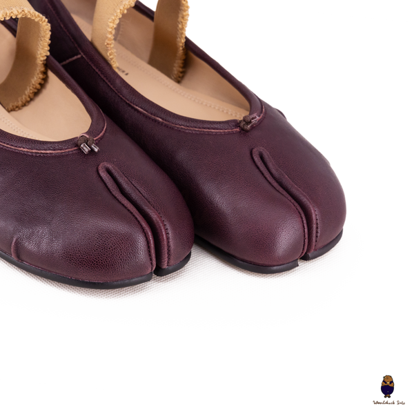 WoodChuckSato Ballerine da Uomo in Pelle "Invecchiata" Tabi Bordeaux con Punta Divisa con Fascia Elastica Taglie EU 35-45