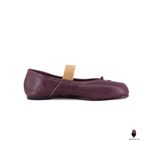WoodChuckSato Ballerine da Uomo in Pelle "Invecchiata" Tabi Bordeaux con Punta Divisa con Fascia Elastica Taglie EU 35-45