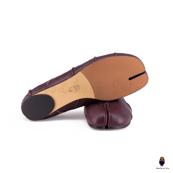 WoodChuckSato Ballerine da Uomo in Pelle "Invecchiata" Tabi Bordeaux con Punta Divisa con Fascia Elastica Taglie EU 35-45