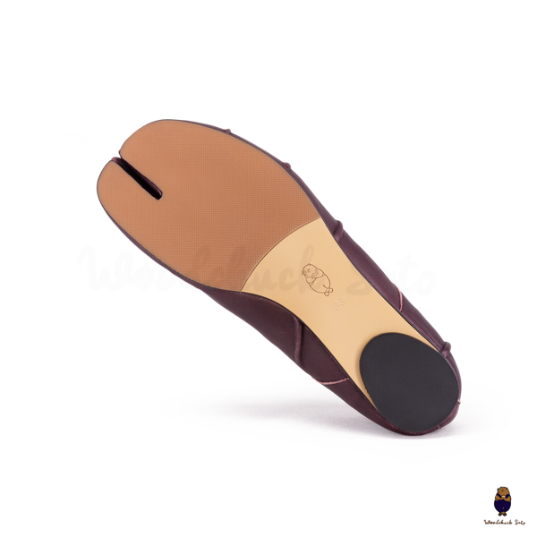 WoodChuckSato Ballerine da Uomo in Pelle "Invecchiata" Tabi Bordeaux con Punta Divisa con Fascia Elastica Taglie EU 35-45