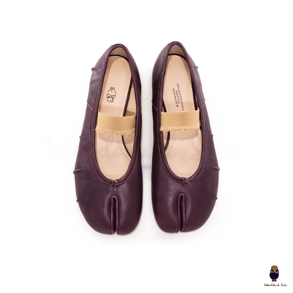 WoodChuckSato Ballerine da Uomo in Pelle "Invecchiata" Tabi Bordeaux con Punta Divisa con Fascia Elastica Taglie EU 35-45