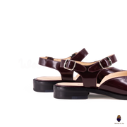 WoodChuckSato Damen Herren Burgunderrote Tabi Split-Toe-Sandalen aus Rindsleder mit verstellbaren Knöchelriemen, Größen EU 35–46
