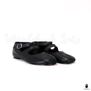 WoodChuckSato Scarpe Mary Jane da Uomo in Pelle di Pecora con Punta Divisa Tabi Nere da Uomo con Cinturino con Fibbia Taglie EU 35-44