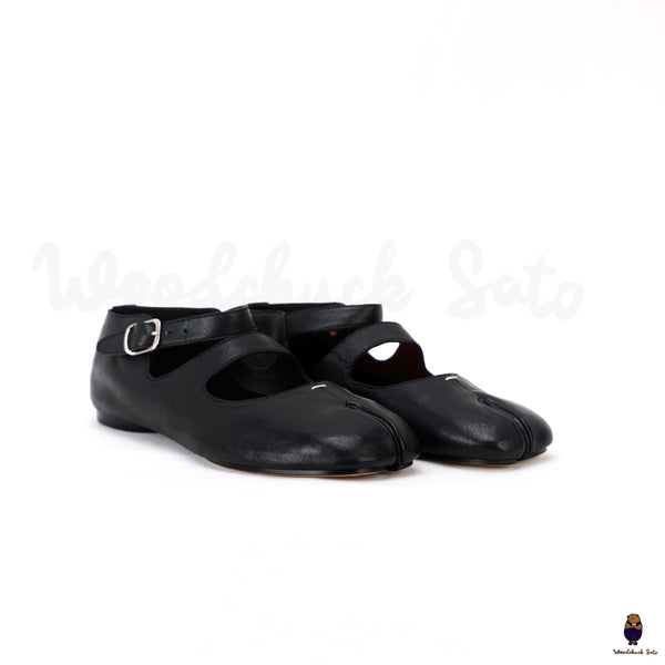 WoodChuckSato Scarpe Mary Jane da Uomo in Pelle di Pecora con Punta Divisa Tabi Nere da Uomo con Cinturino con Fibbia Taglie EU 35-44