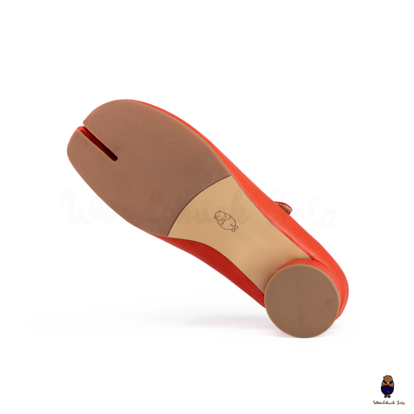 WoodChuckSato Scarpe Mary Jane da Uomo in Pelle di Pecora con Punta Divisa Rosso Brillante da Donna con Tacco di 3 cm e Cinturino Regolabile Taglie EU 35-41