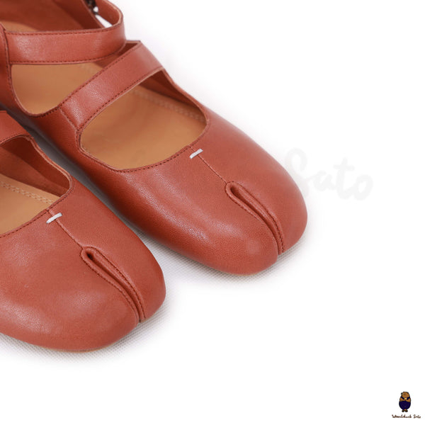 WoodChuckSato Scarpe Mary Jane da Uomo in Pelle di Pecora con Punta Divisa Rosso Mattone da Donna con Cinturino con Fibbia Taglie EU 35-44