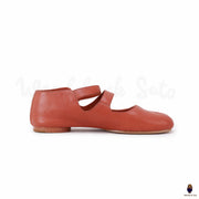 WoodChuckSato Chaussures Mary Jane en cuir de mouton à bout fendu Tabi rouge brique pour homme et femme avec sangle à boucle, tailles EU 35-44