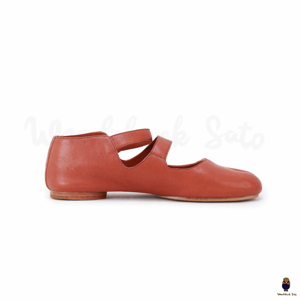 WoodChuckSato Scarpe Mary Jane da Uomo in Pelle di Pecora con Punta Divisa Rosso Mattone da Donna con Cinturino con Fibbia Taglie EU 35-44