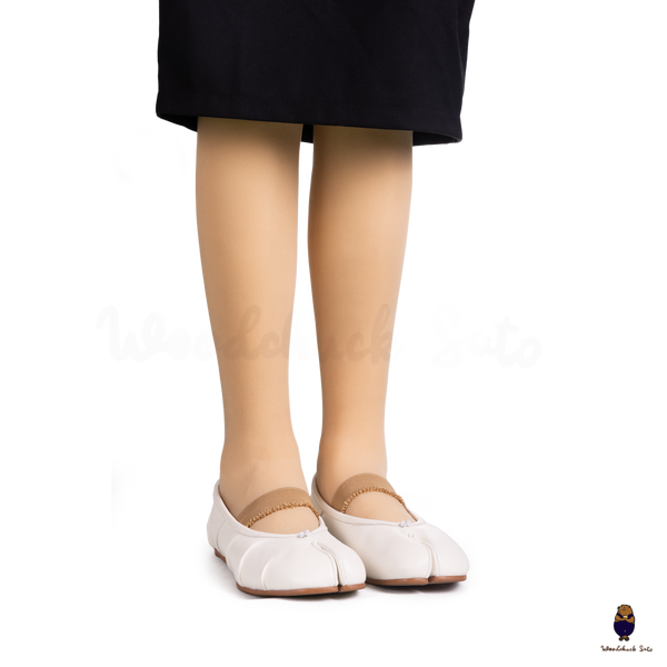 WoodChuckSato Bailarinas de cuero "envejecido" con puntera dividida Tabi blanca para hombre y mujer con banda elástica Tallas EU 35-45