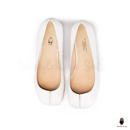 WoodchuckSato Glossy White Patent Leather Tabi 3cm Heel Height