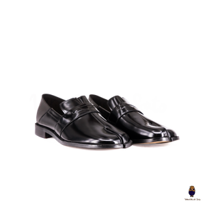 WoodChuckSato Women's Men's Vintage Black Tabi Split-Toe Cow Leather Flat Shoes Sizes EU 35-47