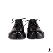 WoodChuckSato Women's Men's Black Tabi Split-Toe Cow Leather
