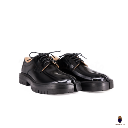 WoodChuckSato Women's Men's Black Tabi Split-Toe Cow Leather