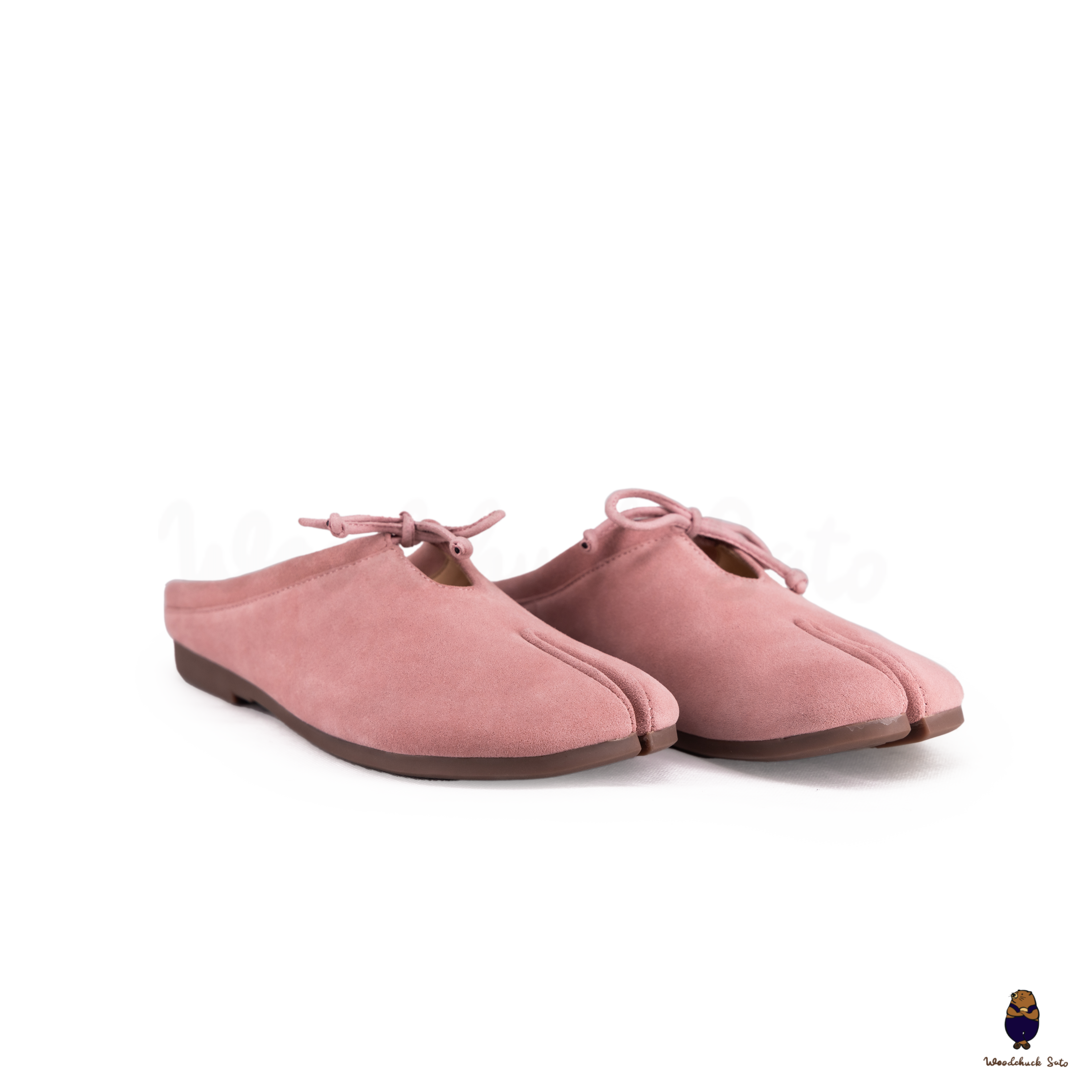 ローズクォーツ シュガーローフ スムースペア 1連 【M-238】 Woodchuck Sato Dusty Pink Suede Tabi Mules Split-Toe Flats with