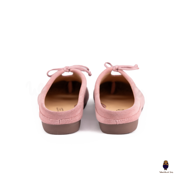 Woodchuck Sato Dusty Pink Suede Tabi Mules Split-Toe Flats with Bow