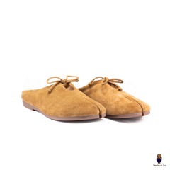 Woodchuck Sato Chestnut Brown Suede Tabi Mules Split-Toe Flats