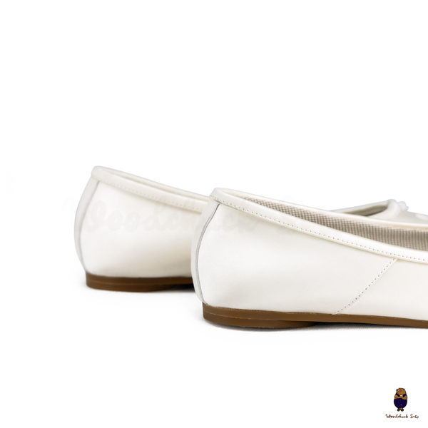 WoodChuckSato Women's Men's White Tabi Split-Toe Satin Ballet Flats