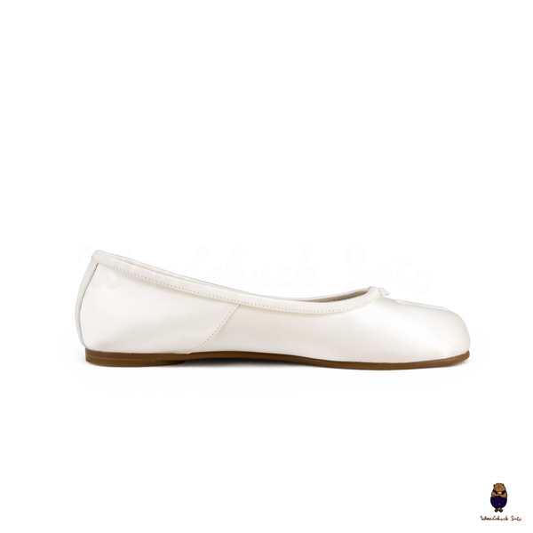 WoodChuckSato Women's Men's White Tabi Split-Toe Satin Ballet Flats