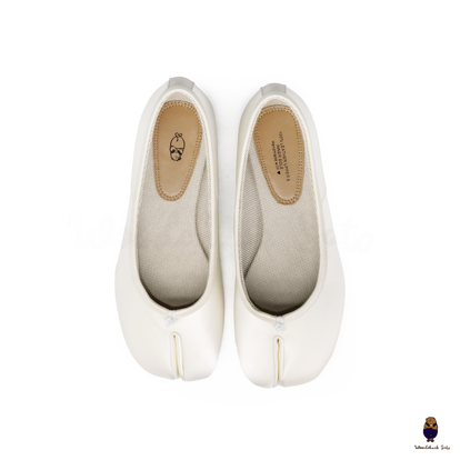 WoodchuckSato White Silk Fabric Tabi Ballet Flats – WoodChuckSato