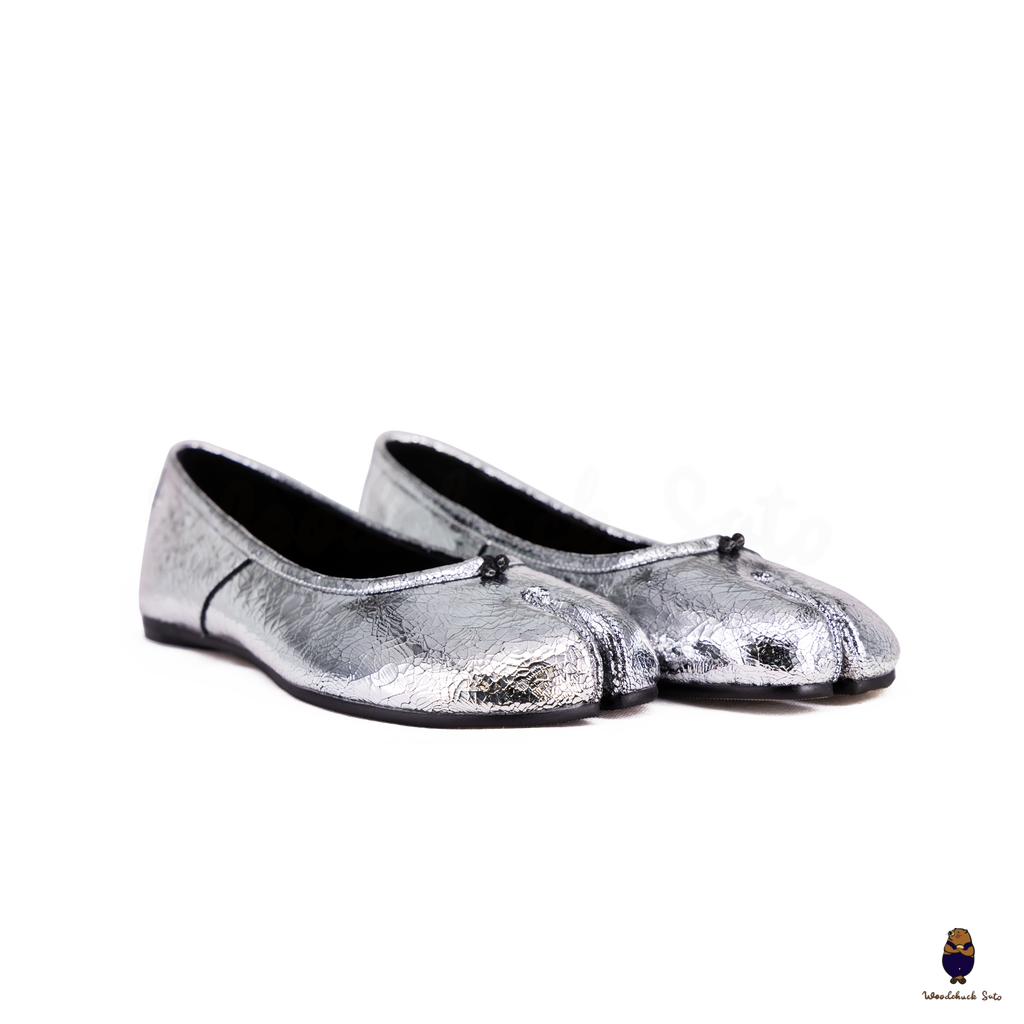WoodChuckSato Women's Men's Cracked Silver Tabi Split-Toe