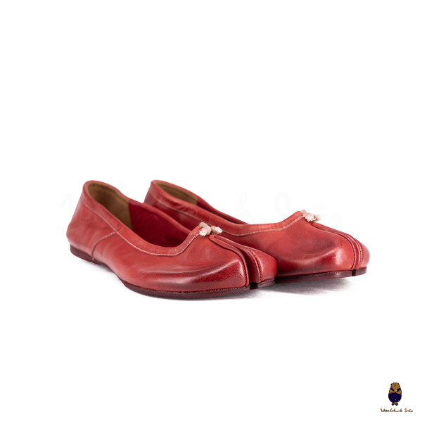 WoodchuckSato Red Horse Leather Tabi Ballet Ballerina Flats