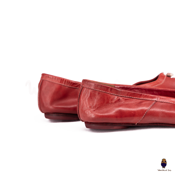 WoodchuckSato Red Horse Leather Tabi Ballet Ballerina Flats