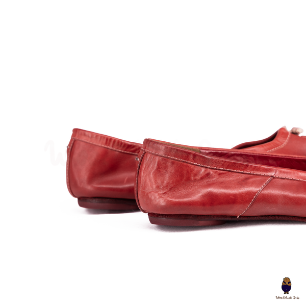 WoodchuckSato Red Vintage Horse Leather Tabi Ballet Flats 35-41
