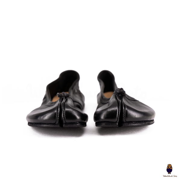 WoodchuckSato Black Vintage Horse Leather Tabi Ballet Flats 35-41