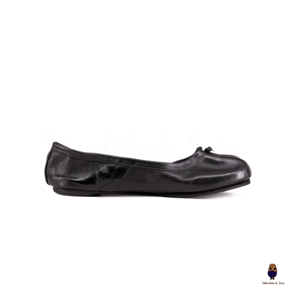 WoodchuckSato Black Horse Leather Tabi Ballet Ballerina Flats