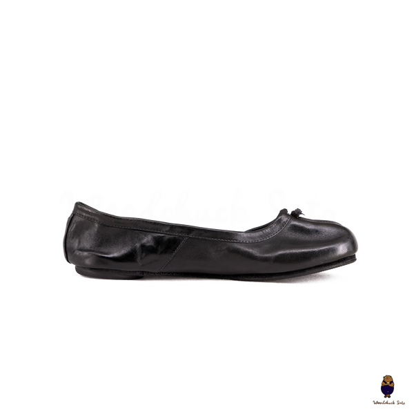WoodchuckSato Black Vintage Horse Leather Tabi Ballet Flats 35-41