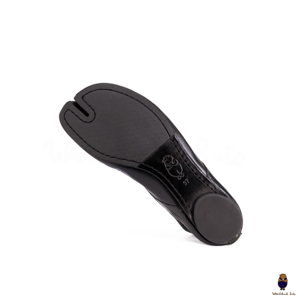 WoodchuckSato Black Vintage Horse Leather Tabi Ballet Flats 35-41