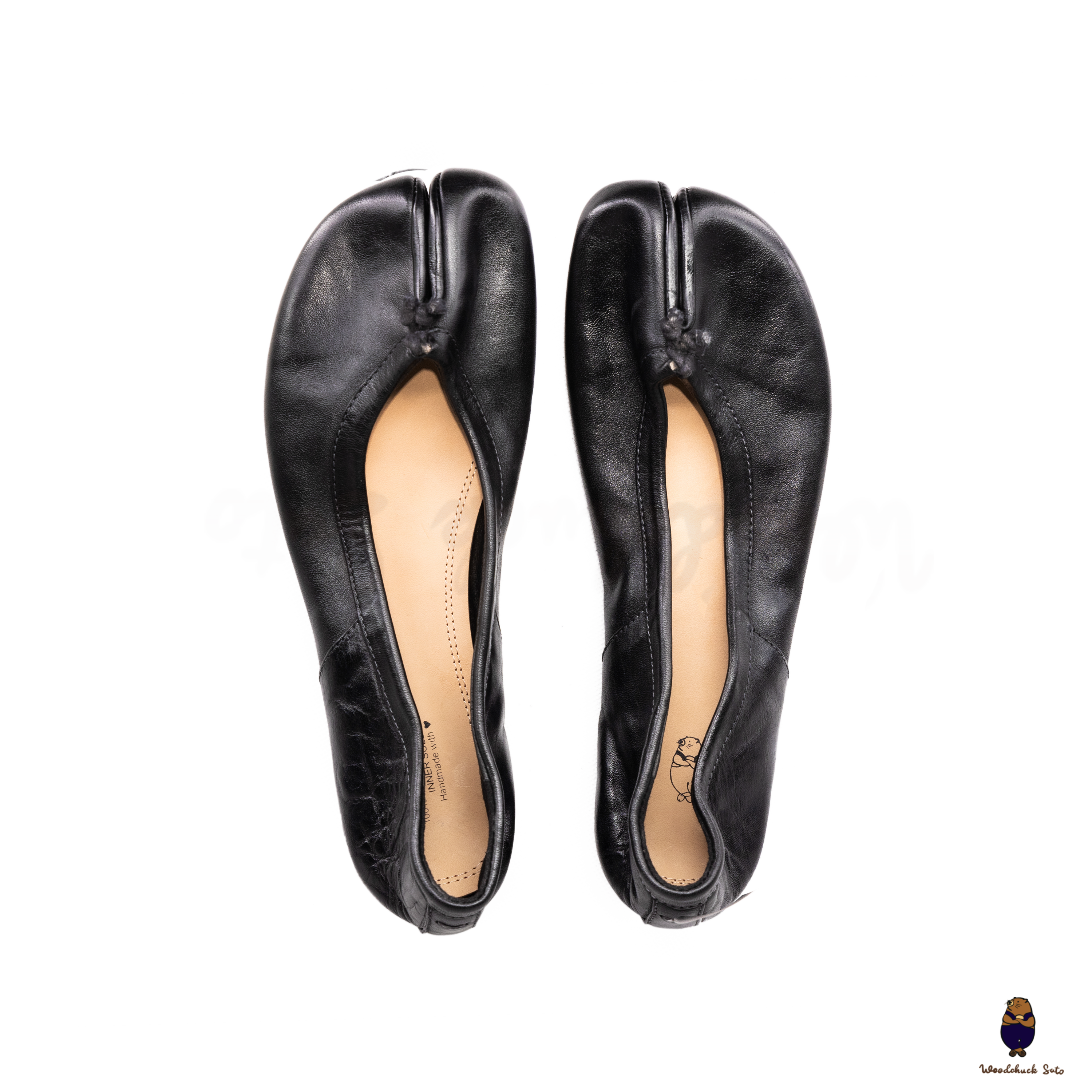 WoodchuckSato Japanese Vintage Black Horse Leather Tabi Ballet