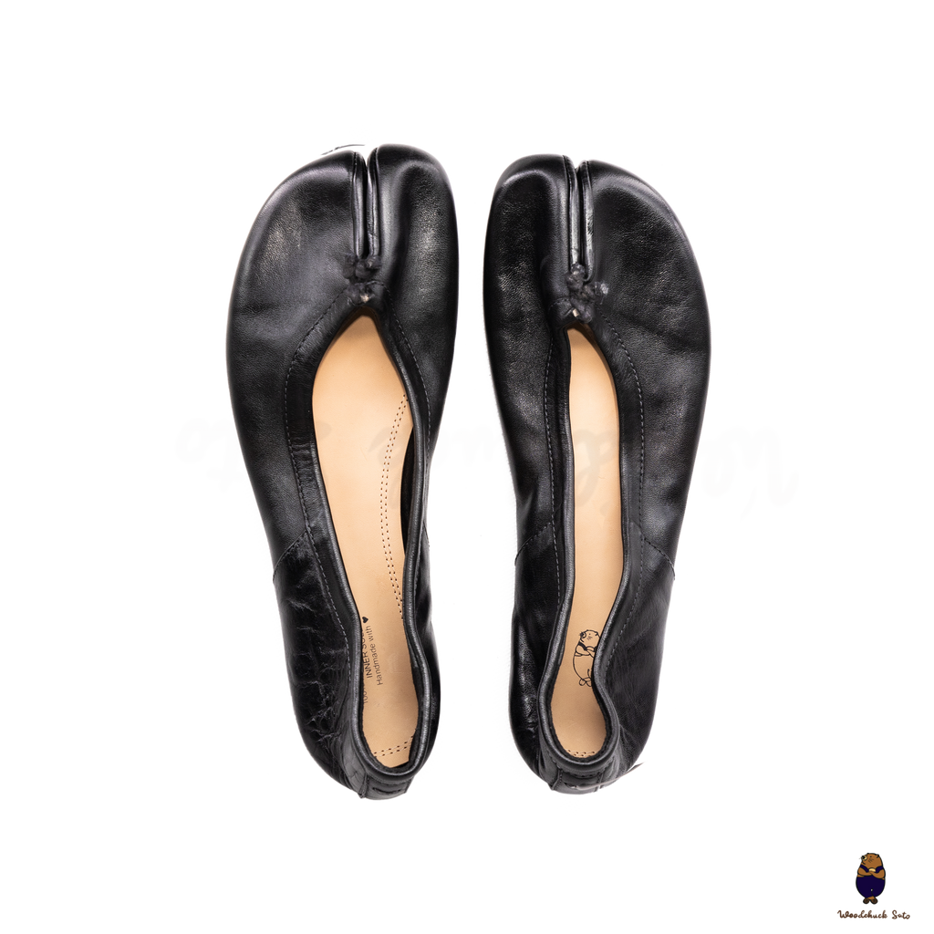 WoodchuckSato Japanese Vintage Black Horse Leather Tabi Ballet woodchucksato-japanese-vintage-black-horse-leather-tabi-ballet