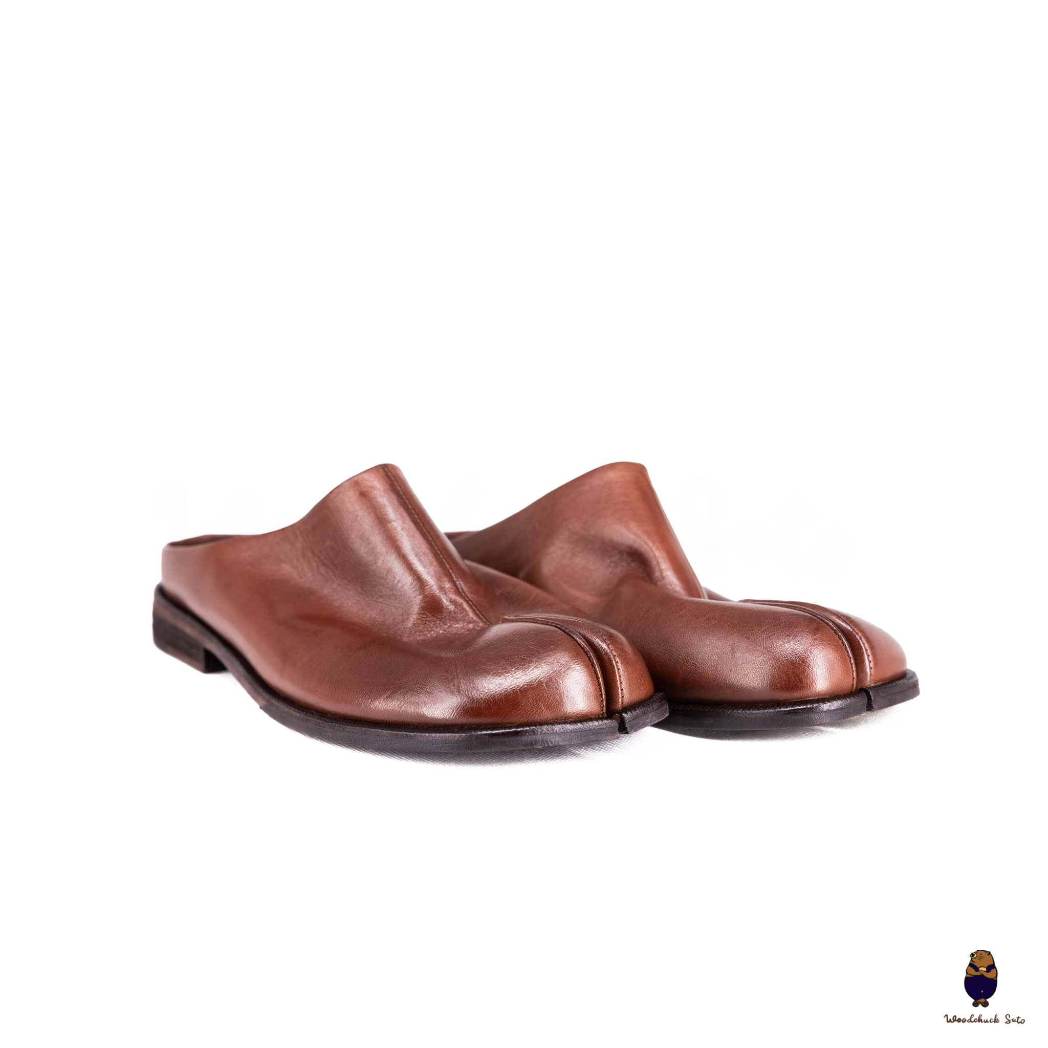 WoodchuckSato Brown Vintage Horse Leather Tabi Mules 35-48