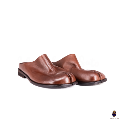 WoodchuckSato Chestnut Brown Horse Leather Tabi Mules – WoodChuckSato