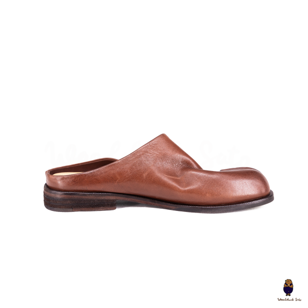 WoodchuckSato Brown Vintage Horse Leather Tabi Mules 35-48