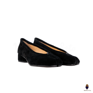 WoodchuckSato Black Suede Cow Leather Tabi 3cm Heels