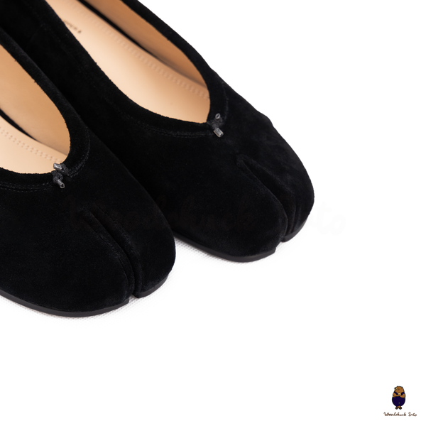 WoodchuckSato Black Suede Cow Leather Tabi 3cm Heels