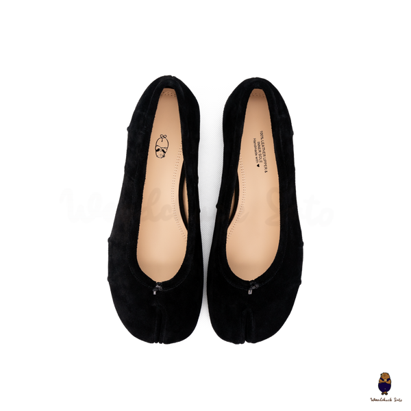 WoodchuckSato Black Suede Cow Leather Tabi 3cm Heels