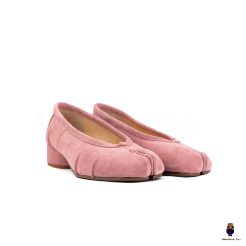 WoodchuckSato Pink Suede Cow Leather Tabi 3cm Heels
