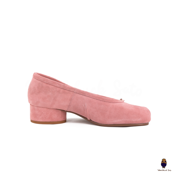WoodchuckSato Pink Suede Cow Leather Tabi 3cm Heels
