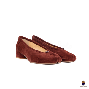 WoodchuckSato Mahogany Suede Cow Leather Tabi 3cm Heels