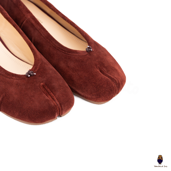 WoodchuckSato Mahogany Suede Cow Leather Tabi 3cm Heels