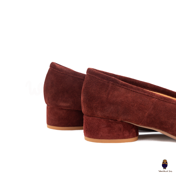 WoodchuckSato Mahogany Suede Cow Leather Tabi 3cm Heels
