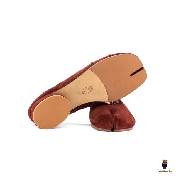 WoodchuckSato Mahogany Suede Cow Leather Tabi 3cm Heels