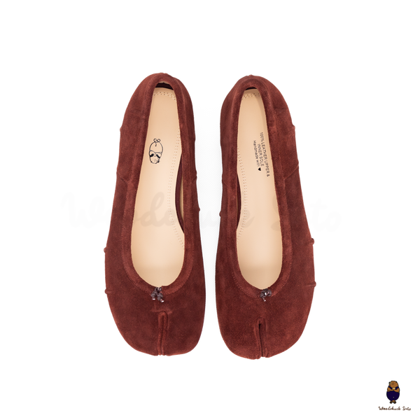 WoodchuckSato Mahogany Suede Cow Leather Tabi 3cm Heels