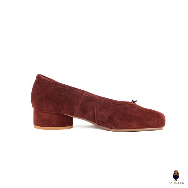 WoodchuckSato Mahogany Suede Cow Leather Tabi 3cm Heels