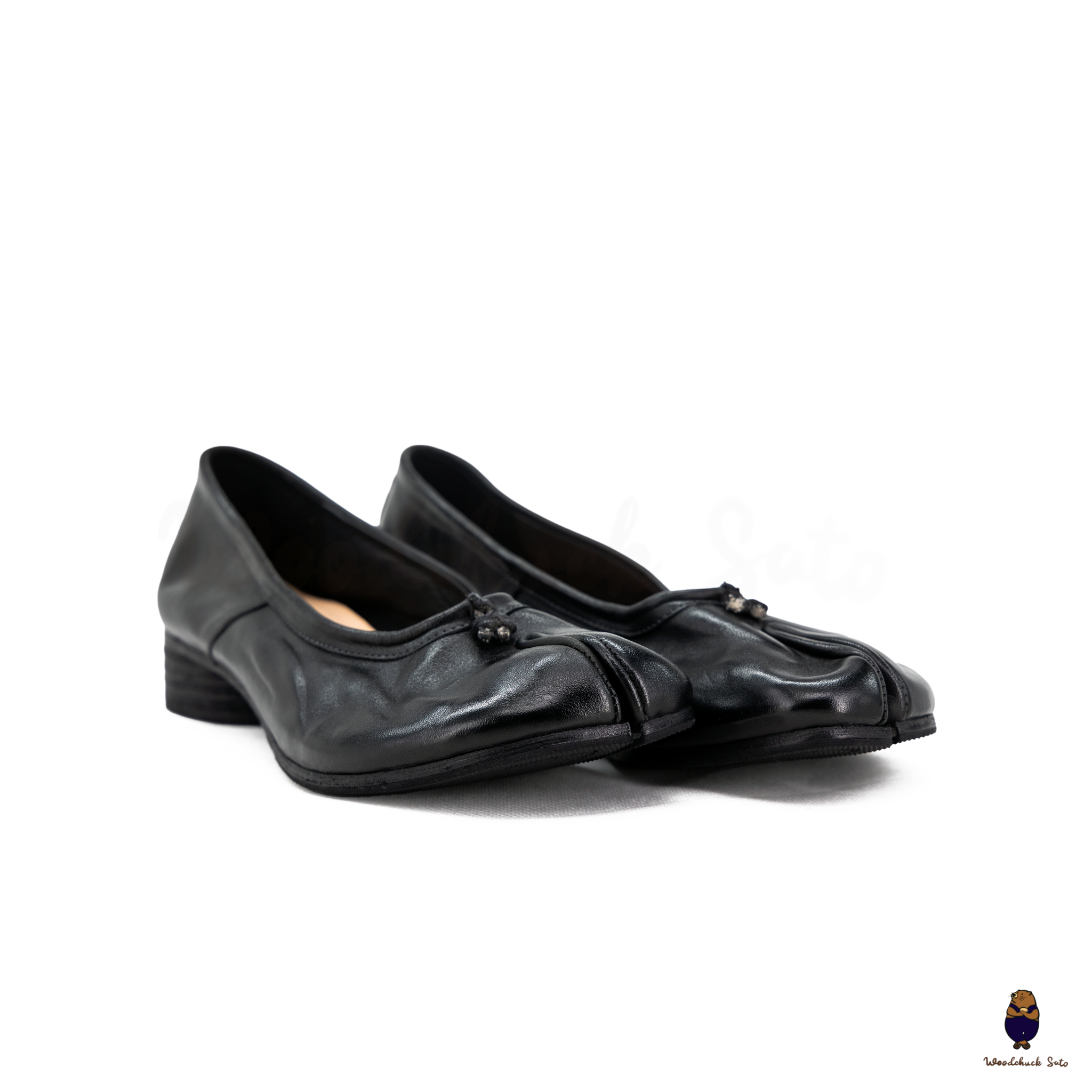 WoodchuckSato Black Horse Leather Tabi 3cm Heels